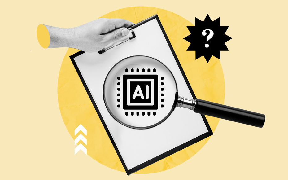 An illustration of a clipboard that says, "AI"
